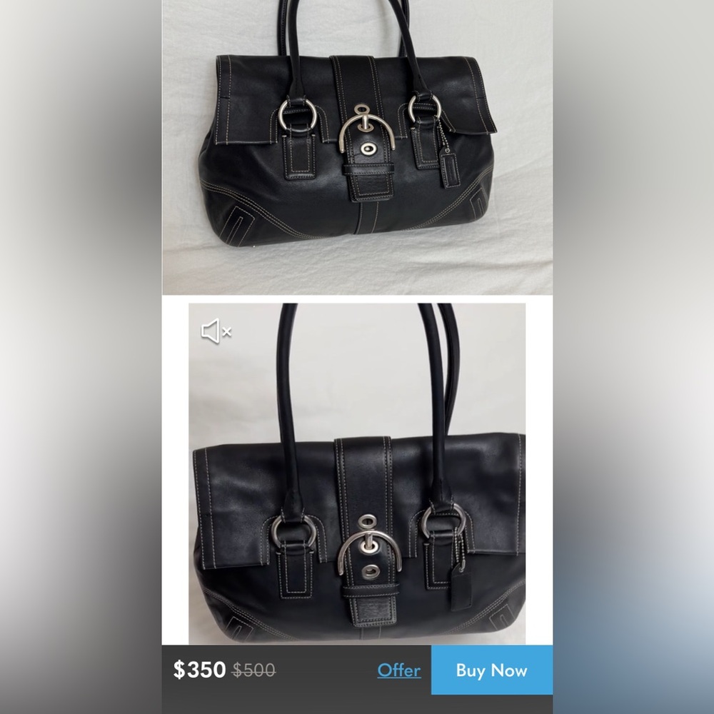 Vintage Y2K Coach tote bags Black Leather shoulder bag❌70% OFF SALE❌ make offer - Picture 8 of 17